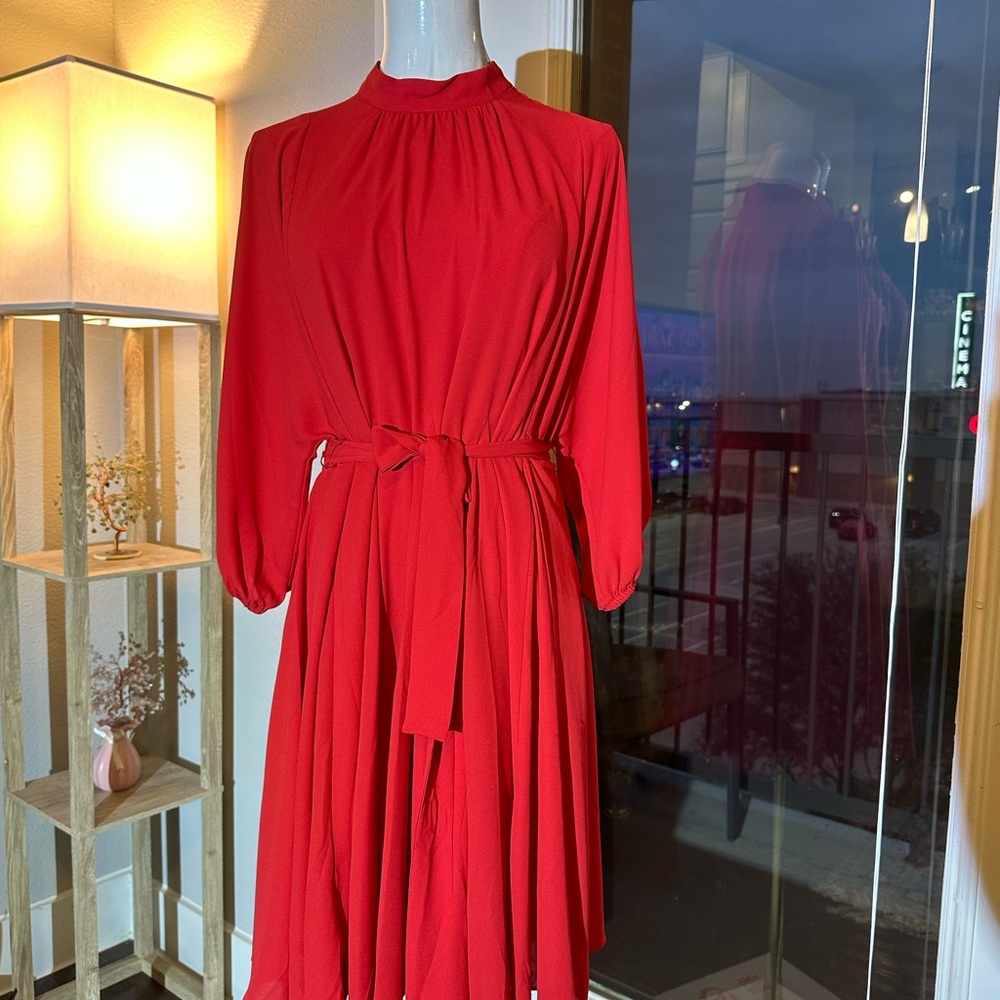 High Neck Red Dress